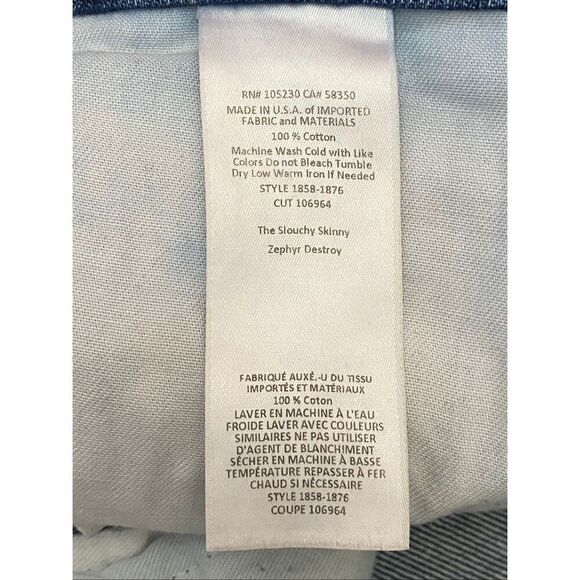 Current/Elliot Slouchy Skinny Zephyr Destroyed Jeans Cuffed Rolled Women’s Sz 10 - Picture 5 of 7